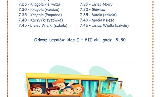 Dowozy na zakończenie roku szkolnego 2025/2026